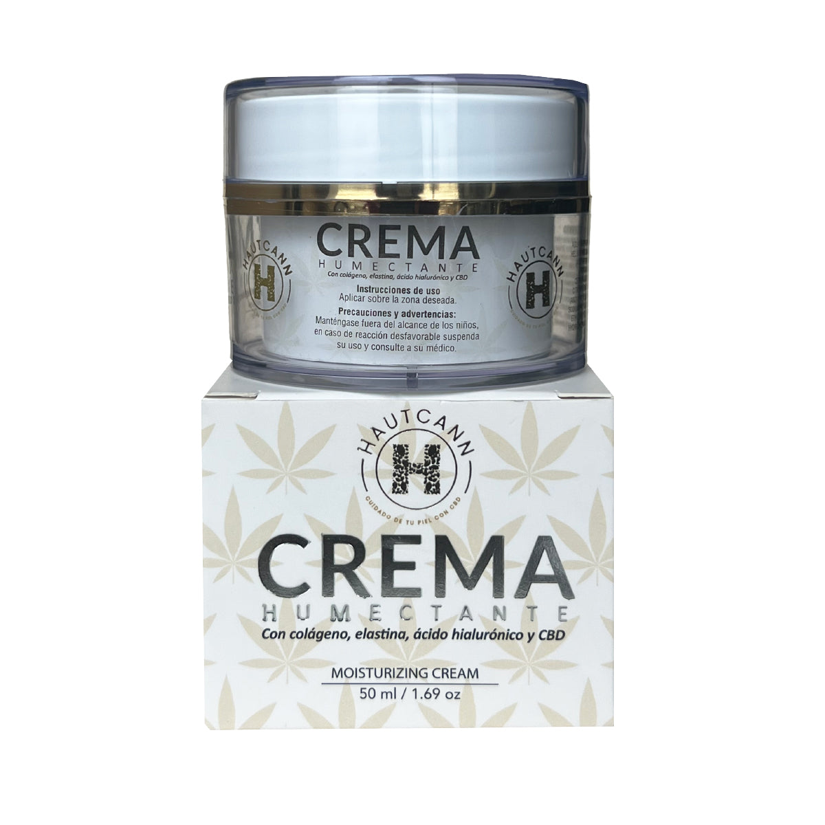 Crema humectante facial (colágeno, ácido hialurónico CBD) Hautcann 50ml