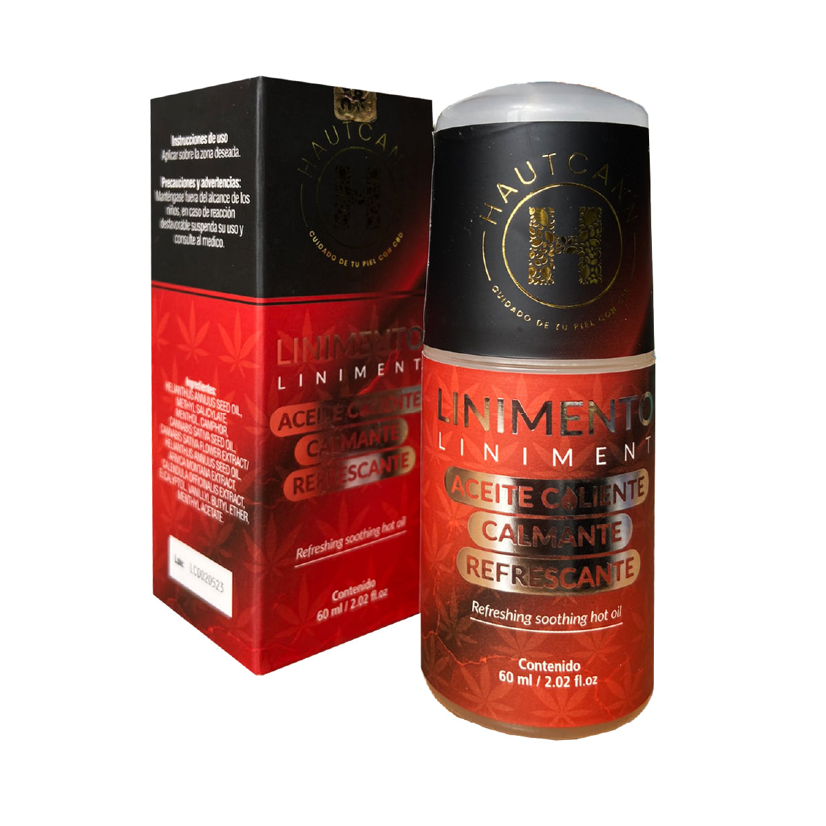 Linimento roll-on aceite caliente calmante Hautcann 60ml