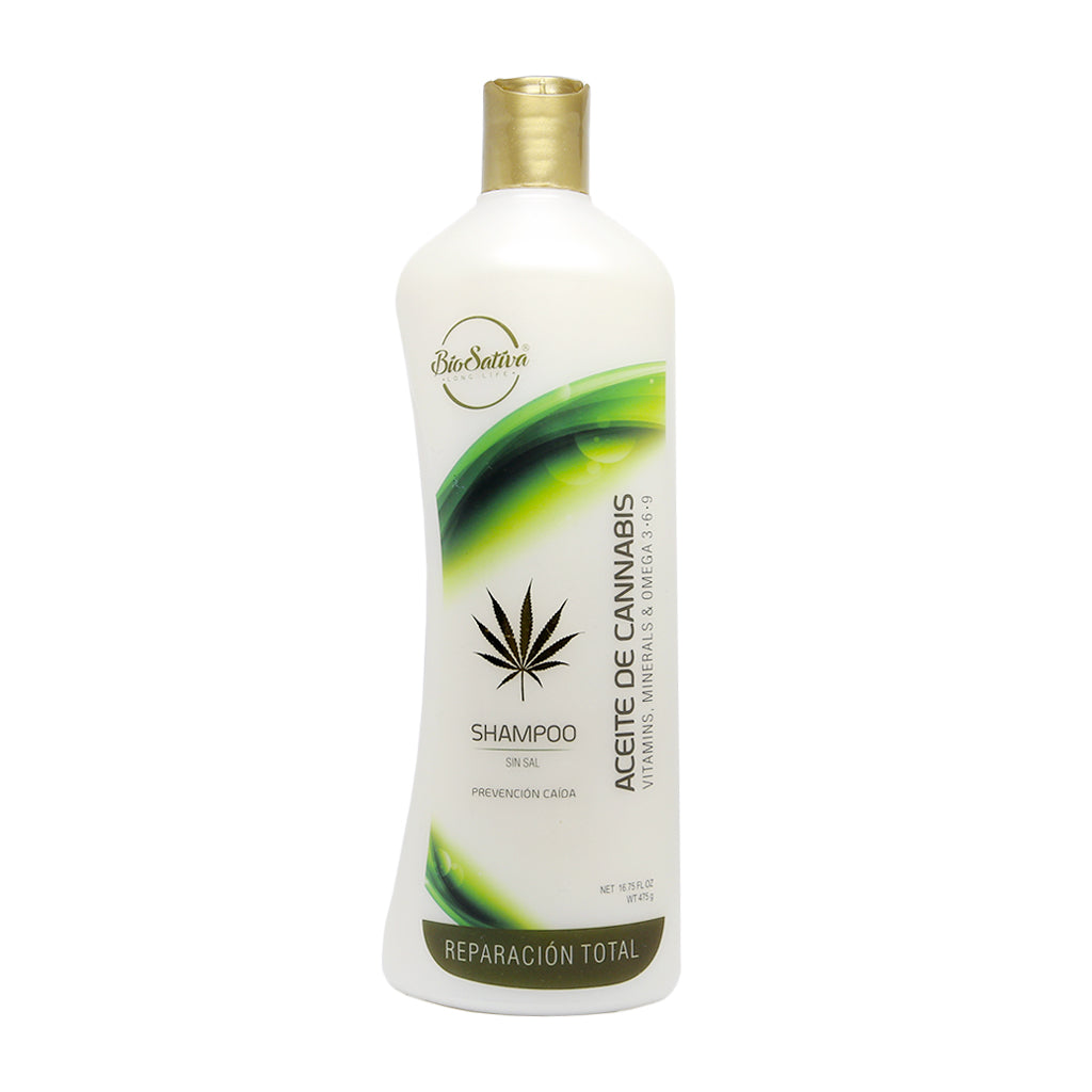 Shampoo con aceite de cannabis prevención caída Biosativa 495ml