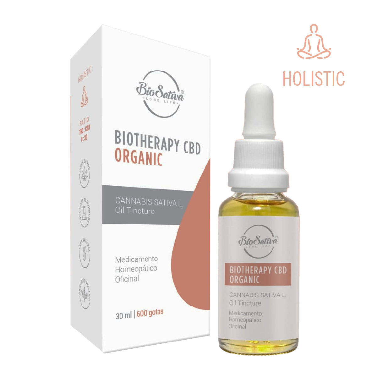 Aceite homeopático biotherapy CBD organic HOLISTIC - BioSativa 30 ml